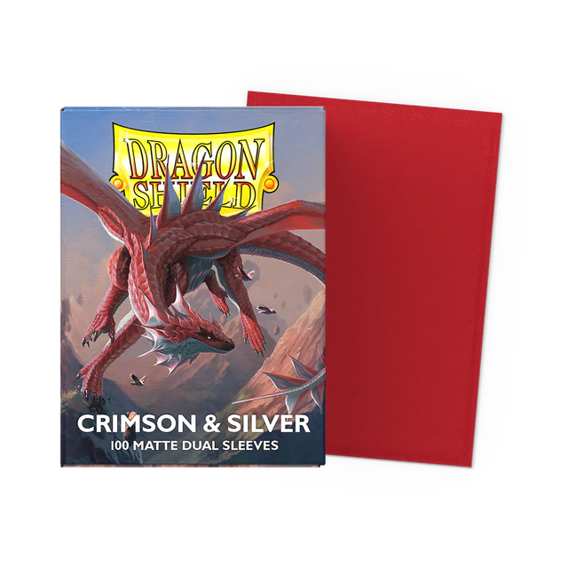 Dragon Shield Standard Dual Matte 100ct Sleeves-Crimson/Silver