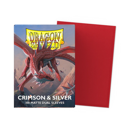 Dragon Shield Standard Dual Matte 100ct Sleeves-Crimson/Silver